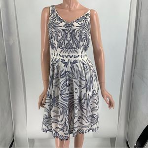 Antonio Melani Navy & White Sleeveless Fit n Flair Summer Dress